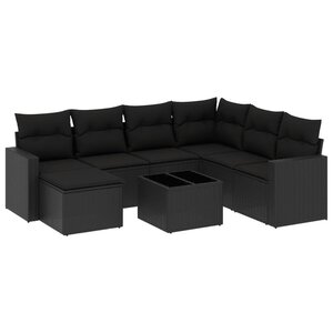vidaXL Salon de jardin 8 Pièces avec coussins noir résine tressée