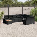 vidaXL Salon de jardin 10 Pièces avec coussins noir résine tressée