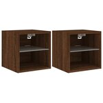 vidaXL Meubles TV muraux lumières LED 2 Pièces chêne marron 30x28 5x30 cm