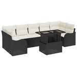 Canapés de 8 Pièces avec Coussins Noir en Poly Rattan