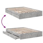vidaXL Cadre de lit avec tiroirs sans matelas gris béton 150x200 cm