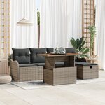 vidaXL Ensemble de Canapés de Jardin de 6 Pièces avec Coussins Gris Poly Rattan