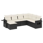 vidaXL Salon de jardin 7 Pièces avec coussins noir résine tressée
