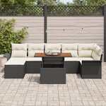 Ensemble de Canapés de Jardin vidaXL en 8 Pièces Avec Coussins Noir Rattan Poly