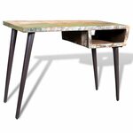 Bureau table meuble travail informatique avec pieds en fer bois de récupération 0502066