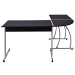 Bureau table meuble travail informatique de coin en forme de L noir 0502081