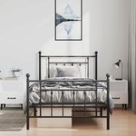 vidaXL Cadre de lit métal sans matelas et pied de lit noir 100x200 cm