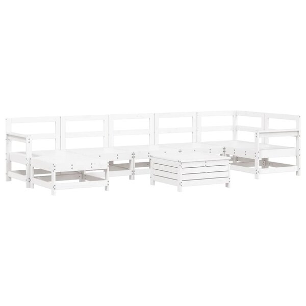 vidaXL Salon de jardin 8 Pièces blanc bois de pin massif