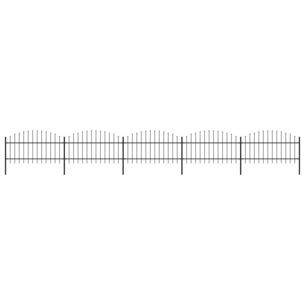 vidaXL Clôture de jardin à dessus en lance Acier (1-1 25)x8 5 m Noir