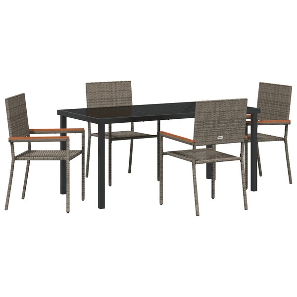 vidaXL Ensemble de Salle à Manger 5 Pièces Gris Rattan Poly