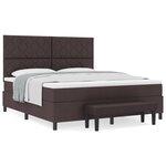 vidaXL Lit à ressorts avec matelas et banc marron foncé 180x200 cm en tissu