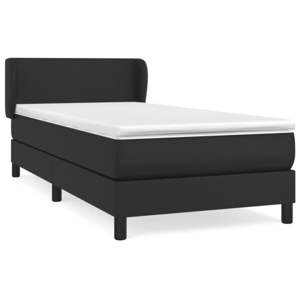 vidaXL Sommier à lattes de lit avec matelas Noir 80x200cm Similicuir