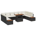 Ensemble de Canapé de Jardin 11 pièces avec Coussins Noir Poly Rattan