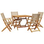 vidaXL Ensemble à manger de jardin 5 Pièces résine tressée et bois massif