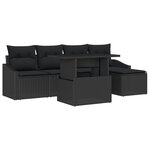 vidaXL Ensemble de canapé de jardin de 6 pièces avec coussins en poly rotin noir