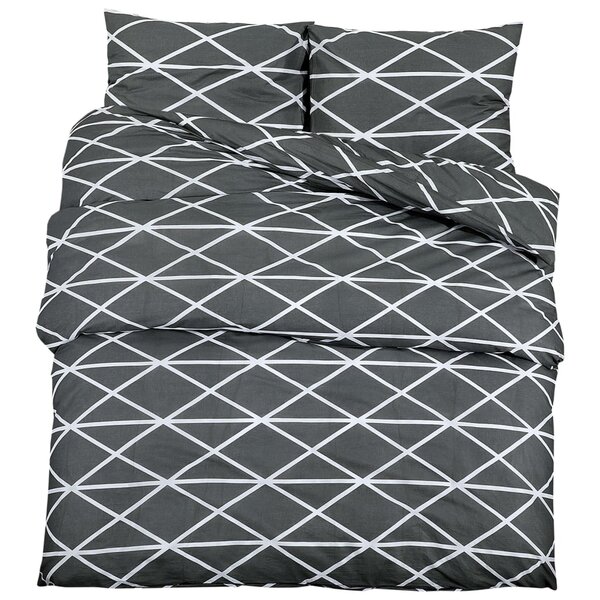 vidaXL Ensemble de housse de couette Gris 225x220 cm Coton