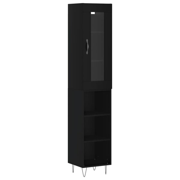 vidaXL Buffet haut Noir 34 5x34x180 cm Bois d'ingénierie