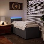 vidaXL Sommier à lattes de lit avec matelas Gris 100x200 cm Similicuir