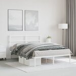 vidaXL Cadre de lit métal sans matelas et tête de lit blanc 140x200 cm