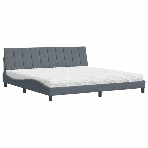 vidaXL Lit avec matelas gris foncé 200x200 cm velours