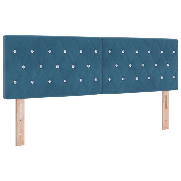 Tête de lit vidaXL avec boutons en cristal capitonnée velours bleu foncé 160 cm