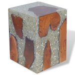 vidaXL Tabouret Bois de teck massif et résine