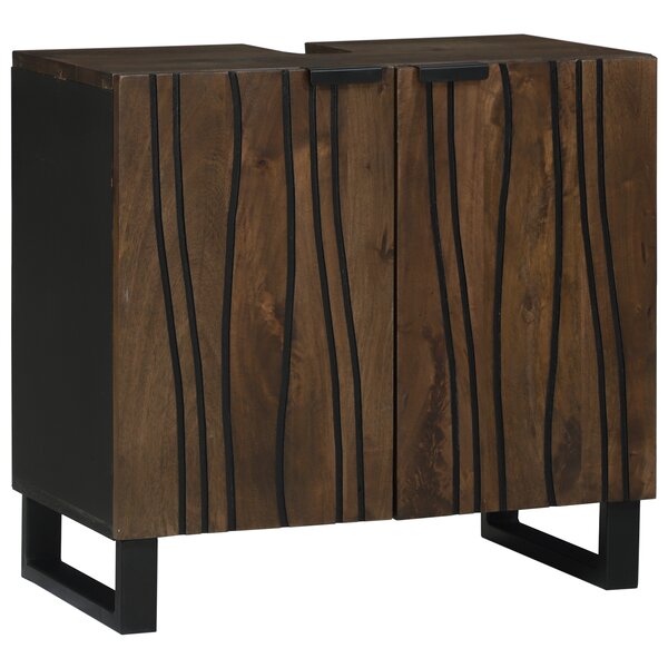 vidaXL Cabinet sous évier Noyer Bois massif  Métal Moyen Épuré