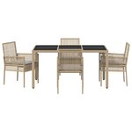 Ensemble de salle à manger de jardin vidaXL 5 pièces avec coussins en poly rattan beige