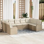 vidaXL ensemble de canapé de jardin 9 pièces avec coussins beige poly rotin