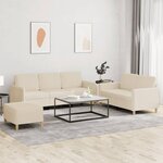 vidaXL Ensemble de canapés 3 Pièces avec coussins Crème Tissu