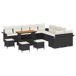 Ensemble de canapés de jardin vidaXL 14 pièces avec coussins noir poly rotin acacia