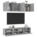 vidaXL Unités murales TV 5 Pièces gris béton bois d'ingénierie
