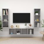 vidaXL Ensemble de meuble TV 3 Pièces Gris béton Aggloméré