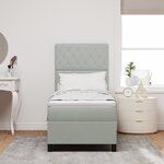 Lit Box Spring vidaXL avec Matelas & Lumière LED Gris clair 80x200 cm Velours