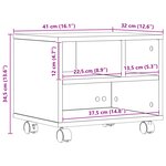 vidaXL Support d'imprimante avec roues chêne noir 41x32x34 5 cm