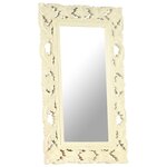 vidaXL Miroir sculpté à la main Blanc 80x50 cm Bois de manguier massif