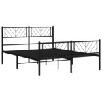 vidaXL Cadre de lit métal sans matelas avec pied de lit noir 150x200cm
