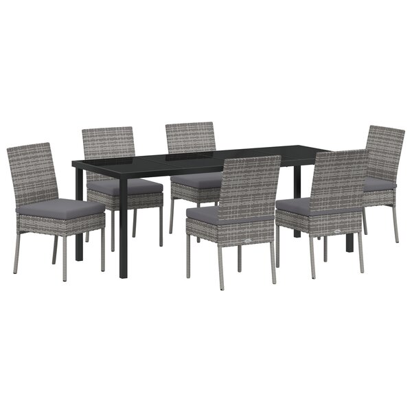vidaXL Set de salle à manger de jardin 7 pièces Gris Poly Rattan