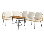 Ensemble de canapé de jardin 2 pièces avec coussins en poly rotin naturel