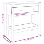 vidaXL Table console 75x35x75 cm Bois massif de pin