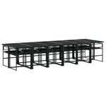 vidaXL Ensemble à manger de jardin avec coussins 13 Pièces noir textilène
