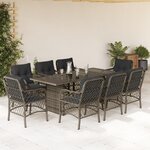 vidaXL Ensemble à manger de jardin 9 Pièces coussins gris résine tressée