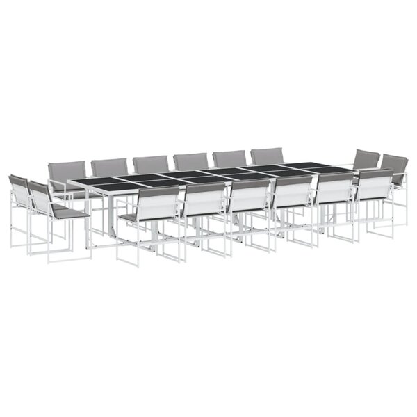 vidaXL Ensemble à manger de jardin avec coussins 17Pièces blanc textilène