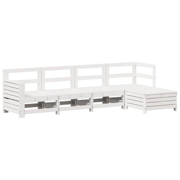 vidaXL Salon de jardin 5 Pièces blanc bois massif de pin