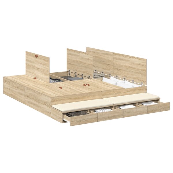 vidaXL Cadre de lit de rangement Chêne Sonoma 200x200 cm