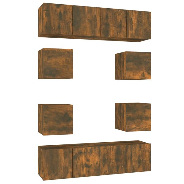 vidaXL Ensemble de meubles TV 8 Pièces Chêne fumé Bois d'ingénierie