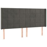 vidaXL Tête de lit avec oreilles Gris foncé 163x16x118/128 cm Velours