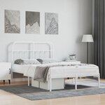 vidaXL Cadre de lit métal sans matelas et tête de lit blanc 120x200 cm