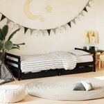 vidaXL Cadre de lit enfant avec tiroirs noir 90x200 cm bois pin massif