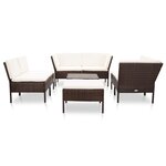 vidaXL Salon de jardin 8 Pièces avec coussins résine tressée marron